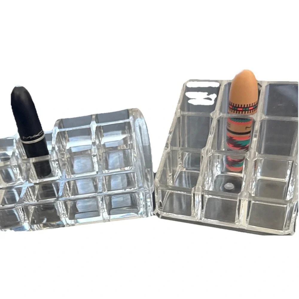 Clear Lipstick Holder Display Case Acrylic Holds 24 pcs Vanity Storage 9 Pcs
